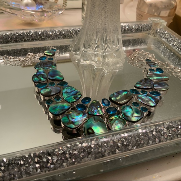 Elegant Silver and Blue Abalone Necklace